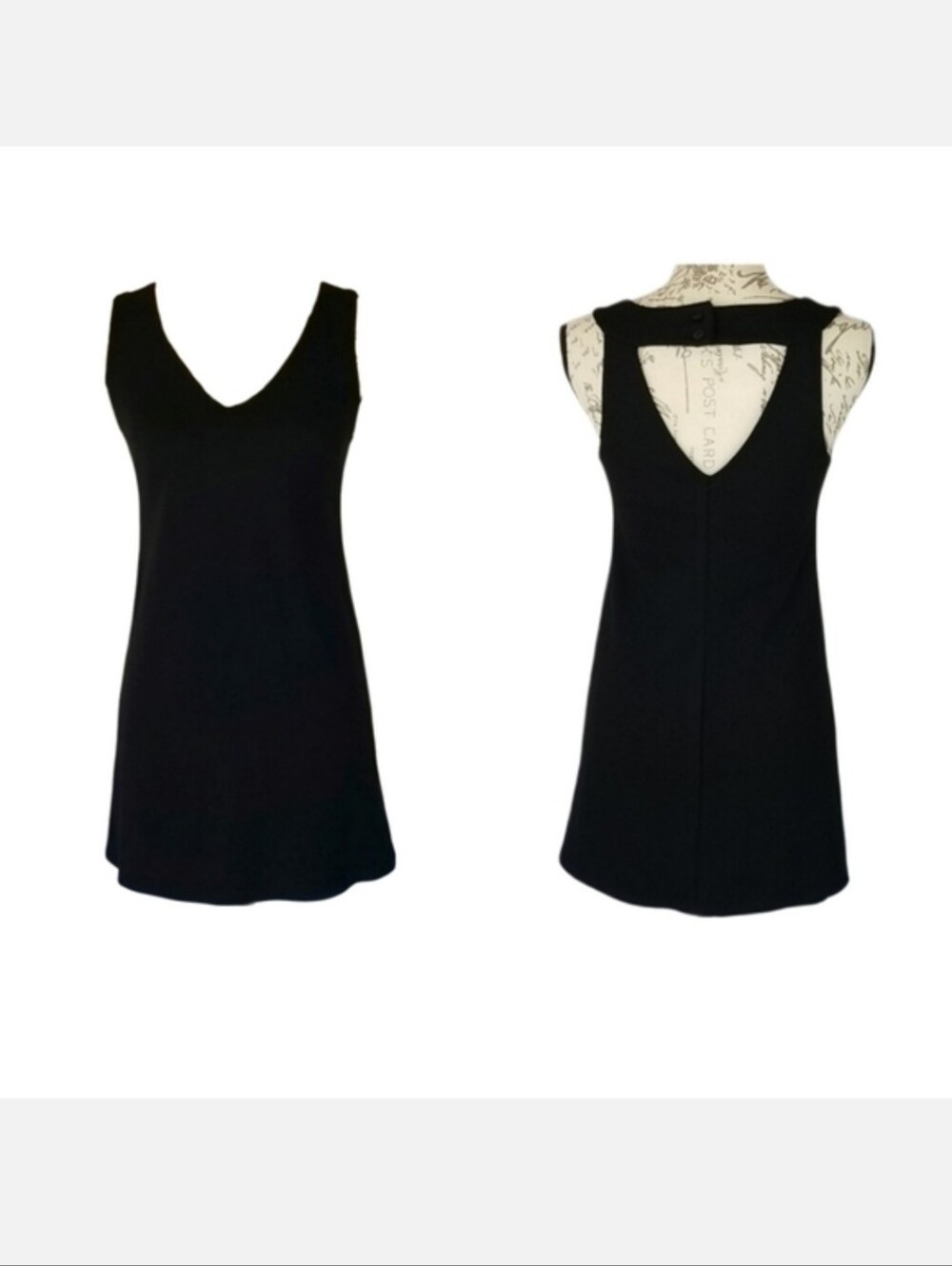 Vintage Retro Mini Dress Fully-Lined Cutout-Back in Black, Size XS - Picture 1 of 7